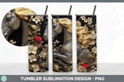 3D Black and Gold Horse Tumbler | Sublimation 20 oz Skinny T Product Image 4