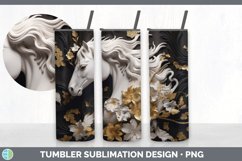 3D Black and Gold Horse Tumbler | Sublimation 20 oz Skinny T Product Image 5