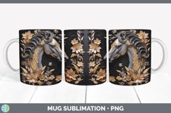 3D Black and Gold Horse Mug Wrap | Sublimation Coffee Cup De Product Image 6