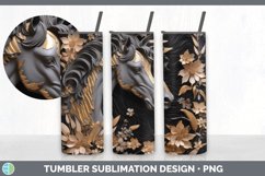 3D Black and Gold Horse Tumbler | Sublimation 20 oz Skinny T Product Image 6