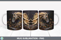 3D Black and Gold Horse Mug Wrap | Sublimation Coffee Cup De Product Image 7