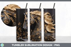 3D Black and Gold Horse Tumbler | Sublimation 20 oz Skinny T Product Image 7