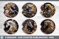 3D Black and Gold Horse Car Coaster | Sublimation Coaster De Product Image 2