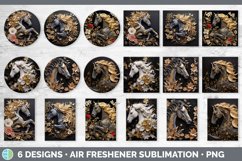 3D Black and Gold Horse Air Freshener | Sublimation Car Fres Product Image 2