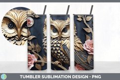 3D Black and Gold Owl Bird Tumbler | Sublimation 20 oz Skinn Product Image 4