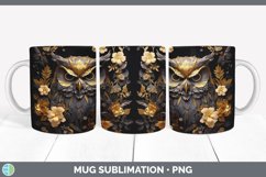 3D Black and Gold Owl Bird Mug Wrap | Sublimation Coffee Cup Product Image 5