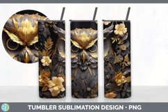 3D Black and Gold Owl Bird Tumbler | Sublimation 20 oz Skinn Product Image 5