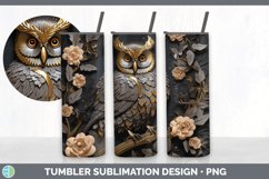 3D Black and Gold Owl Bird Tumbler | Sublimation 20 oz Skinn Product Image 6