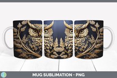 3D Black and Gold Owl Bird Mug Wrap | Sublimation Coffee Cup Product Image 7