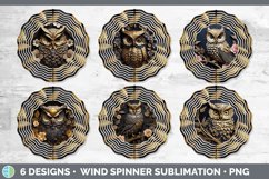 3D Black and Gold Owl Bird Wind Spinner | Sublimation Spinne Product Image 2