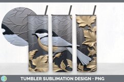 3D Black and Gold Chickadee Bird Tumbler | Sublimation 20 oz Product Image 2