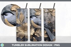 3D Black and Gold Chickadee Bird Tumbler | Sublimation 20 oz Product Image 3