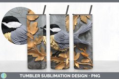 3D Black and Gold Chickadee Bird Tumbler | Sublimation 20 oz Product Image 4