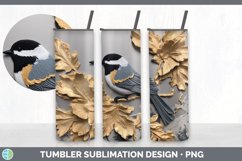 3D Black and Gold Chickadee Bird Tumbler | Sublimation 20 oz Product Image 5