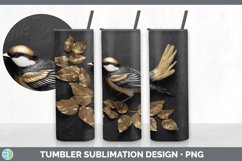 3D Black and Gold Chickadee Bird Tumbler | Sublimation 20 oz Product Image 6
