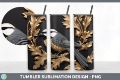 3D Black and Gold Chickadee Bird Tumbler | Sublimation 20 oz Product Image 7