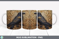 3D Black and Gold Crow Bird Mug Wrap | Sublimation Coffee Cu Product Image 2