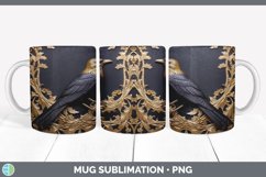 3D Black and Gold Crow Bird Mug Wrap | Sublimation Coffee Cu Product Image 4