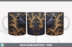 3D Black and Gold Crow Bird Mug Wrap | Sublimation Coffee Cu Product Image 5