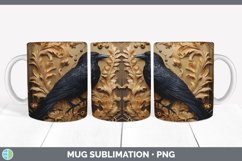 3D Black and Gold Crow Bird Mug Wrap | Sublimation Coffee Cu Product Image 6