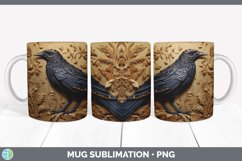3D Black and Gold Crow Bird Mug Wrap | Sublimation Coffee Cu Product Image 7