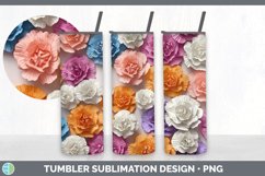 3D Paper Carnation Flowers Tumbler | Sublimation 20 oz Skinn Product Image 3