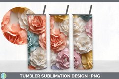 3D Paper Carnation Flowers Tumbler | Sublimation 20 oz Skinn Product Image 4
