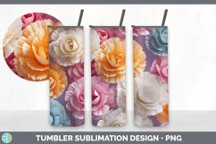 3D Paper Carnation Flowers Tumbler | Sublimation 20 oz Skinn Product Image 5