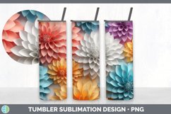 3D Paper Dahlia Flowers Tumbler | Sublimation 20 oz Skinny T Product Image 3