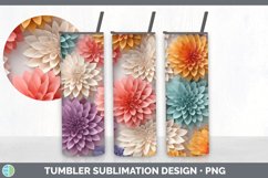 3D Paper Dahlia Flowers Tumbler | Sublimation 20 oz Skinny T Product Image 5