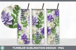3D Paper Delphinium Flowers Tumbler | Sublimation 20 oz Skin Product Image 3