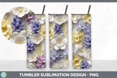 3D Paper Delphinium Flowers Tumbler | Sublimation 20 oz Skin Product Image 4