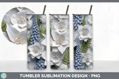 3D Paper Delphinium Flowers Tumbler | Sublimation 20 oz Skin Product Image 6