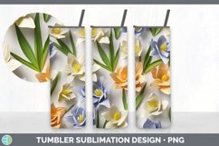 3D Paper Freesia Flowers Tumbler | Sublimation 20 oz Skinny Product Image 6