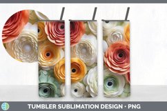 3D Paper Ranunculus Flowers Tumbler | Sublimation 20 oz Skin Product Image 2