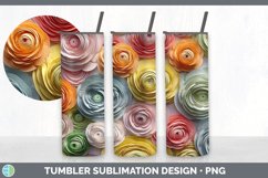 3D Paper Ranunculus Flowers Tumbler | Sublimation 20 oz Skin Product Image 3
