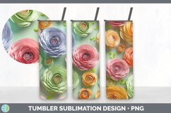 3D Paper Ranunculus Flowers Tumbler | Sublimation 20 oz Skin Product Image 6