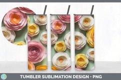 3D Paper Ranunculus Flowers Tumbler | Sublimation 20 oz Skin Product Image 7