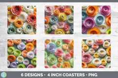 3D Paper Ranunculus Flowers Square Coaster | Sublimation Coa Product Image 2