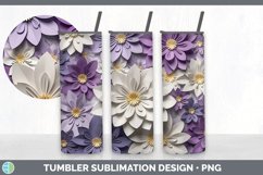 3D Paper Violet Flowers Tumbler | Sublimation 20 oz Skinny T Product Image 2