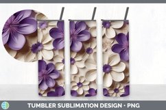 3D Paper Violet Flowers Tumbler | Sublimation 20 oz Skinny T Product Image 3