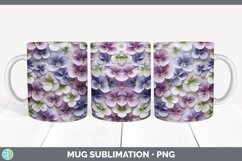 3D Paper Violet Flowers Mug Wrap | Sublimation Coffee Cup De Product Image 4