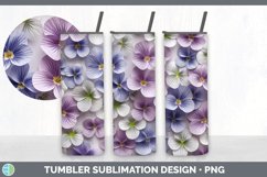 3D Paper Violet Flowers Tumbler | Sublimation 20 oz Skinny T Product Image 4