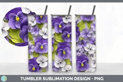 3D Paper Violet Flowers Tumbler | Sublimation 20 oz Skinny T Product Image 5