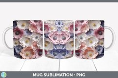 3D Paper Anemone Flowers Mug Wrap | Bundle Coffee Cup Design Product Image 3
