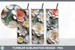 3D Paper Camellia Flowers Tumbler | Sublimation 20 oz Skinny Product Image 2
