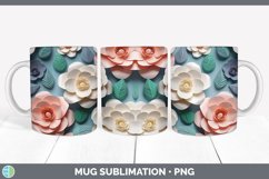 3D Paper Camellia Flowers Mug Wrap | Bundle Coffee Cup Desig Product Image 3