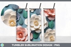3D Paper Camellia Flowers Tumbler | Sublimation 20 oz Skinny Product Image 3