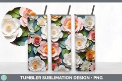 3D Paper Camellia Flowers Tumbler | Sublimation 20 oz Skinny Product Image 5