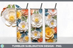 3D Paper Camellia Flowers Tumbler | Sublimation 20 oz Skinny Product Image 7